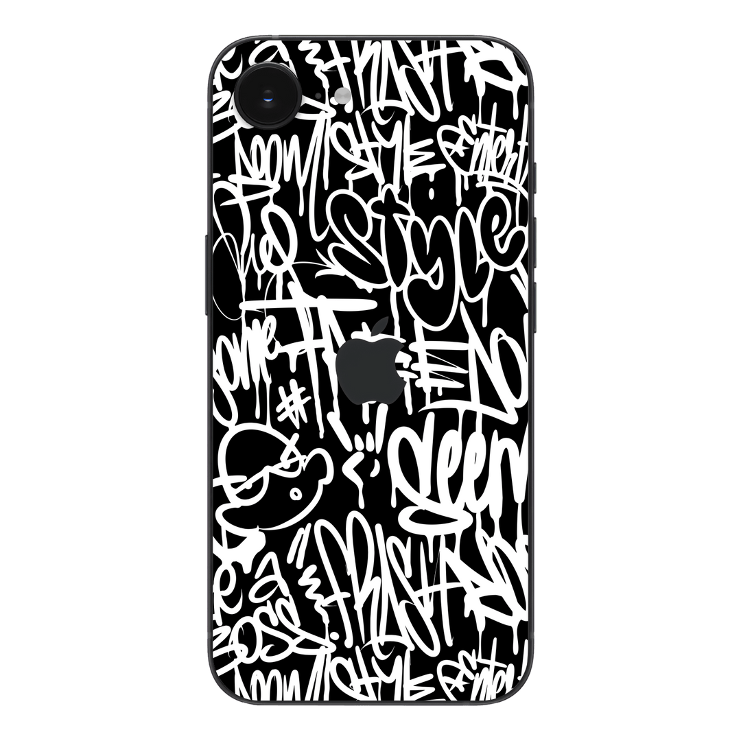 iPhone 16e Print Printed Custom SIGNATURE Monochrome Black and WhiteGraffiti Skin Wrap Sticker Decal Cover Protector by QSKINZ | qskinz.com