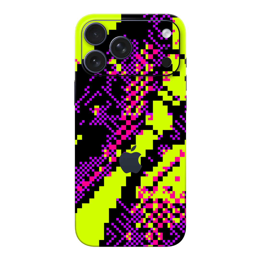 iPhone 17 PRO Custom Printed SIGNATURE “Neonix” Purple Green Pixelated Skin Wrap Sticker Decal Cover Protector by QSKINZ | QSKINZ.COM