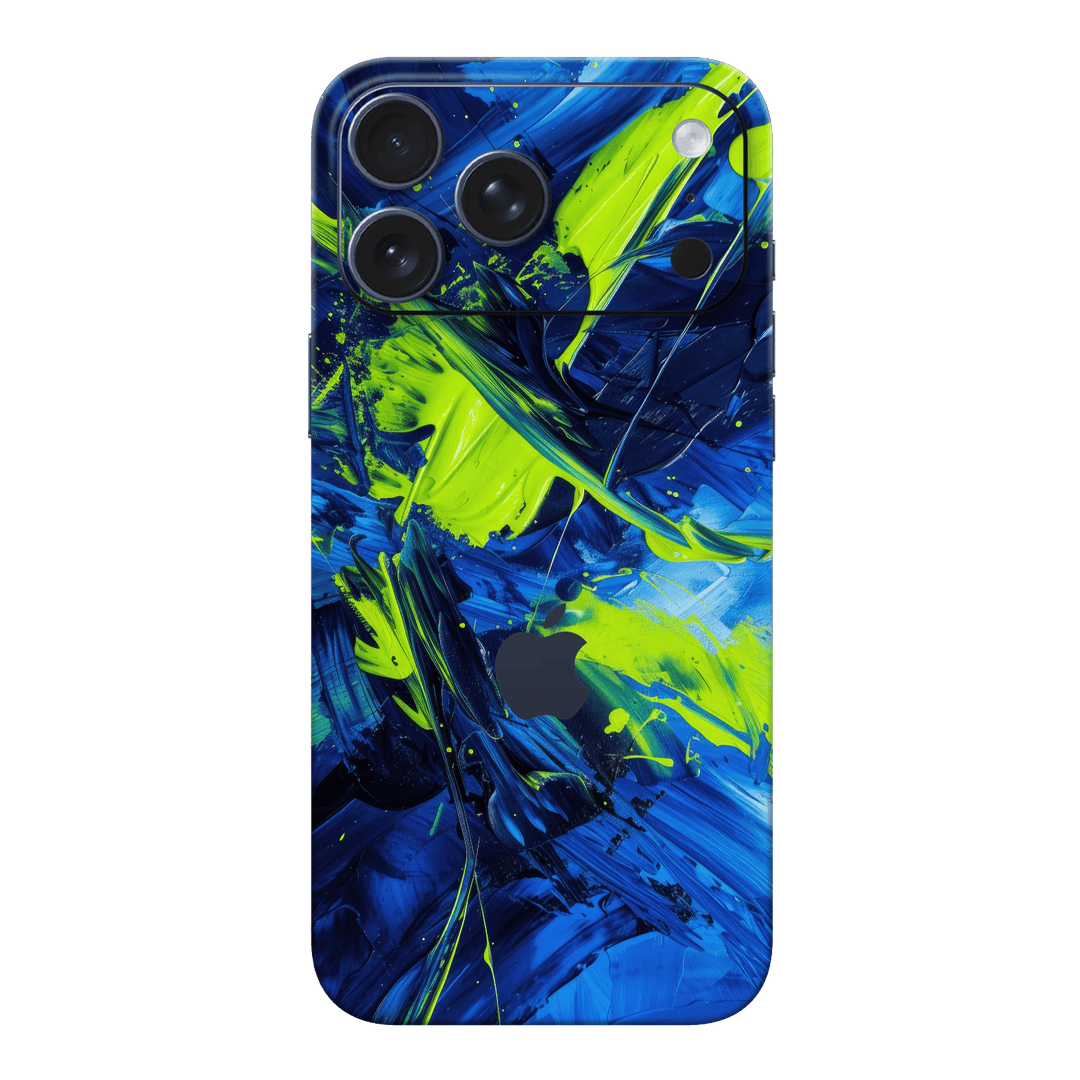 iPhone 17 PRO Print Printed Custom SIGNATURE Glowquatic Neon Yellow Green Blue Skin Wrap Sticker Decal Cover Protector by QSKINZ | QSKINZ.COM