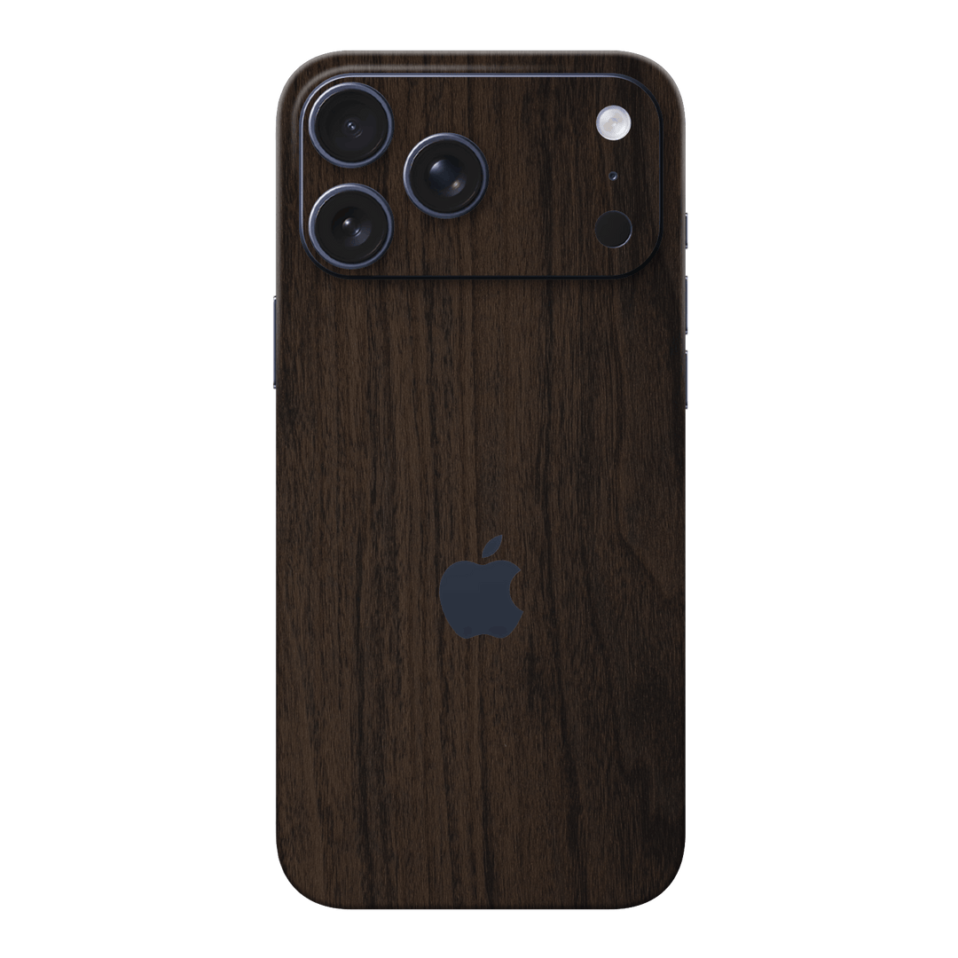 iPhone 17 Pro MAX Premium Wood Wooden Dark Walnut Matte Textured Skin Wrap Sticker Decal Cover Protector by QSKINZ | qskinz.com