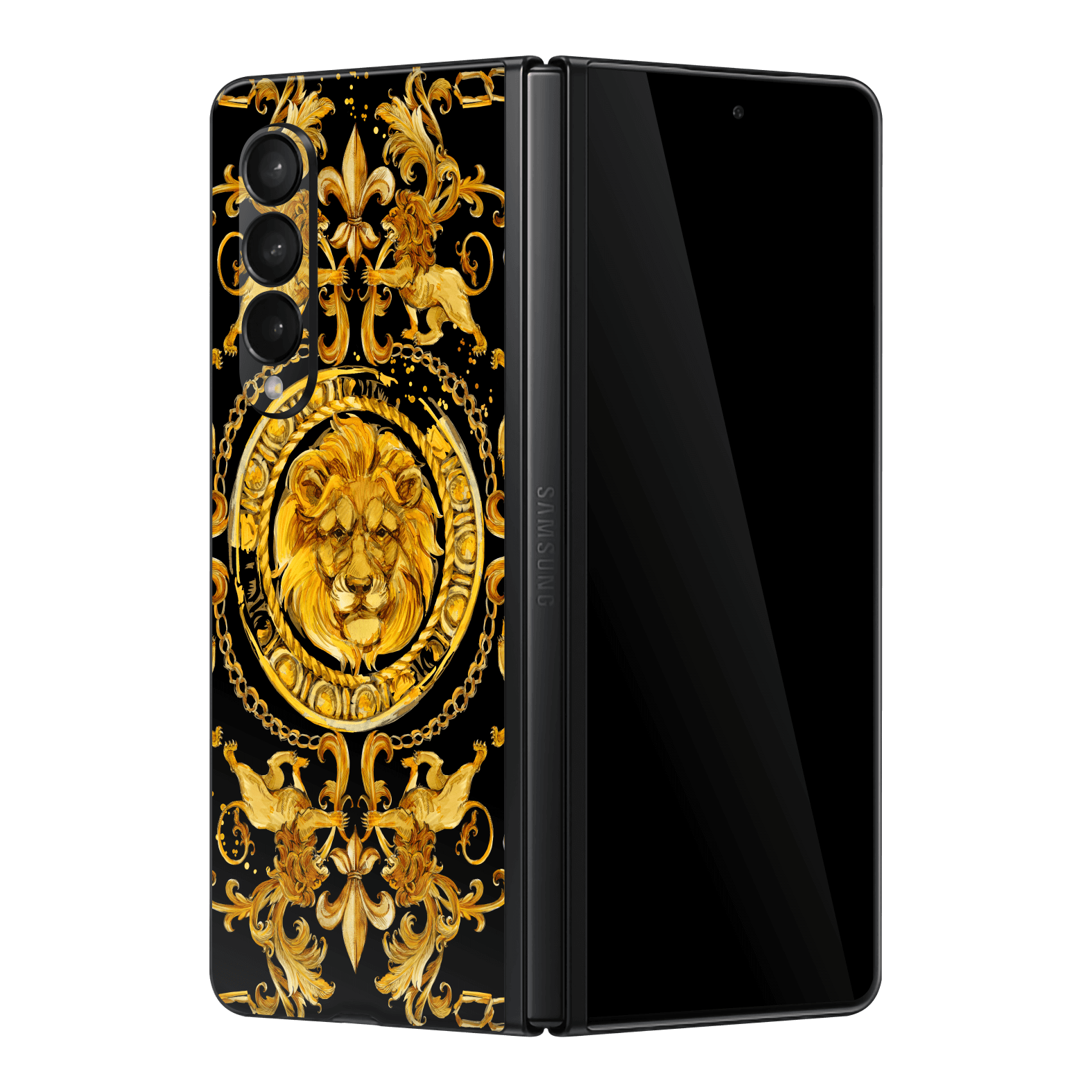 Samsung Galaxy Z FOLD 3 Print Printed Custom SIGNATURE Baroque Gold Ornaments Skin Wrap Sticker Decal Cover Protector by EasySkinz | EasySkinz.com