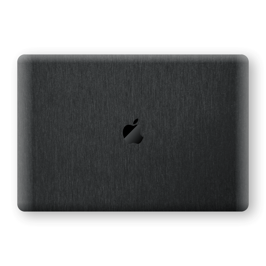 MacBook Air 13" (2018-2019) Brushed Metal Black Metallic Skin Wrap Sticker Decal Cover Protector by EasySkinz