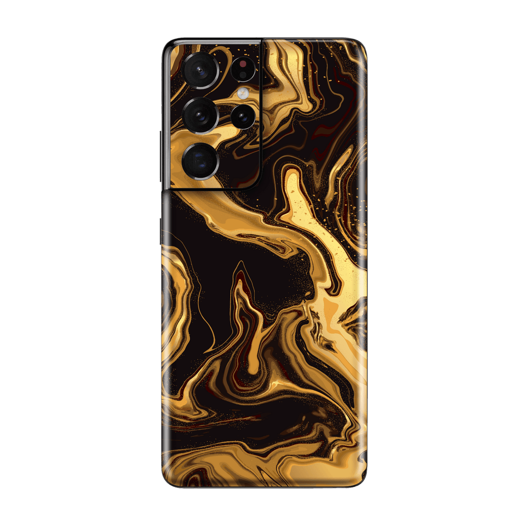 Samsung Galaxy S21 ULTRAPrint Printed Custom SIGNATURE AGATE GEODE Melted Gold Skin Wrap Sticker Decal Cover Protector by EasySkinz | EasySkinz.com