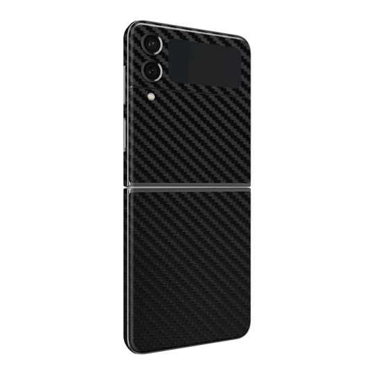 Samsung Galaxy Z Flip 4 (2022) Black 3D Textured Carbon Fibre Fiber Skin Wrap Sticker Decal Cover Protector by EasySkinz | EasySkinz.com