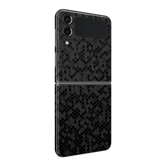 Samsung Galaxy Z Flip 4 (2022) Luxuria Black Honeycomb 3D Textured Skin Wrap Sticker Decal Cover Protector by EasySkinz | EasySkinz.com