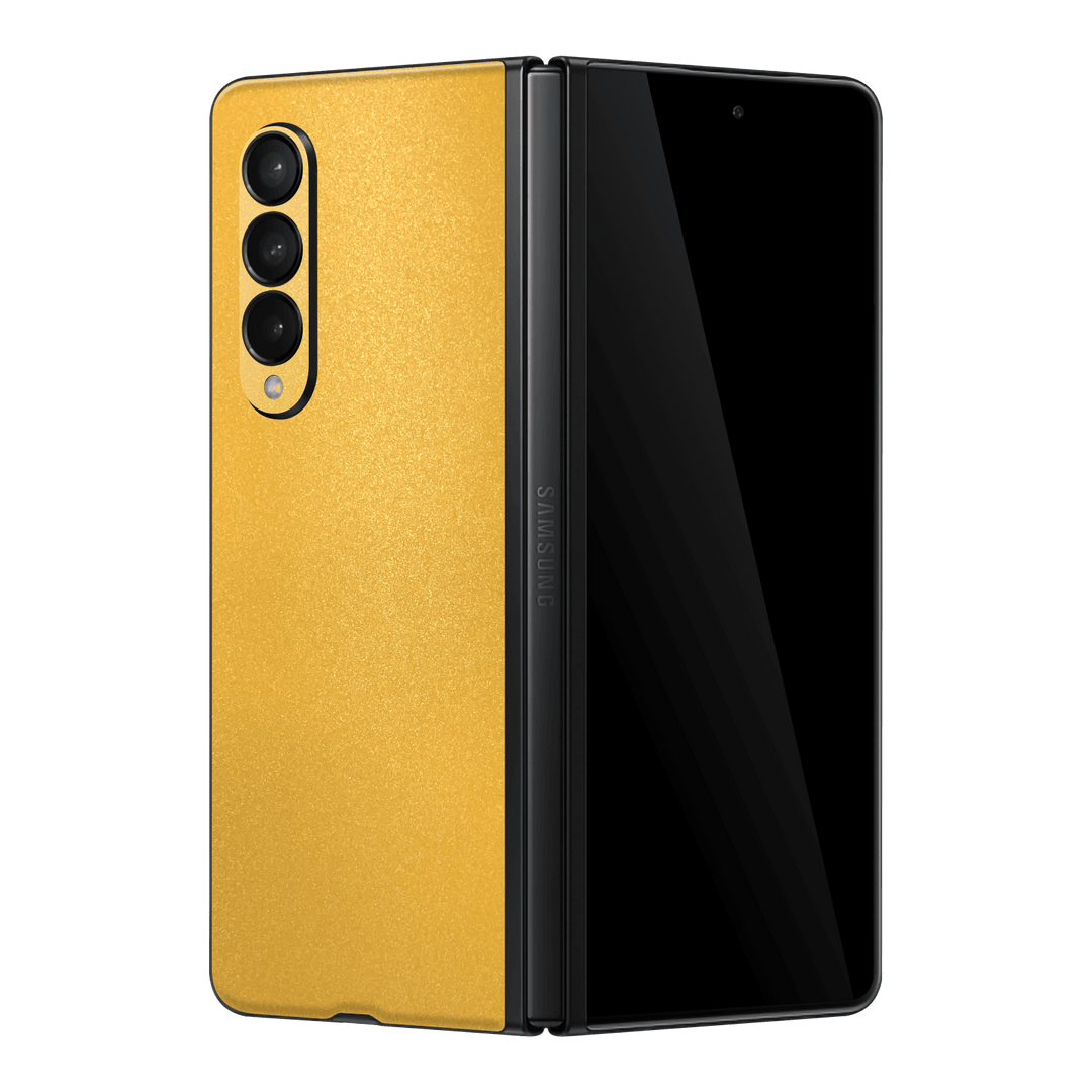 Samsung Galaxy Z Fold 3 Yellow Metallic Matt Matte Skin Wrap Sticker Decal Cover Protector by EasySkinz