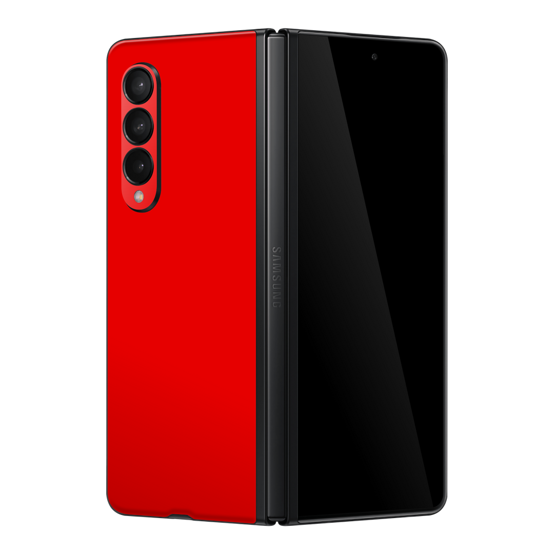 Samsung Galaxy Z Fold 3 Gloss Glossy Bright Red Skin Wrap Sticker Decal Cover Protector by EasySkinz