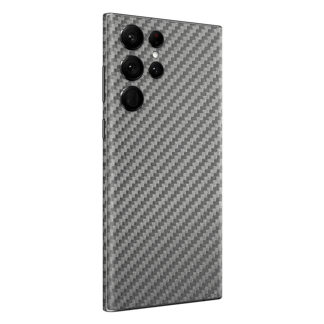 Samsung Galaxy S22 ULTRA Grey Metallic 3D Textured Carbon Fibre Fiber Skin Wrap Decal Cover Protector by EasySkinz | EasySkinz.com