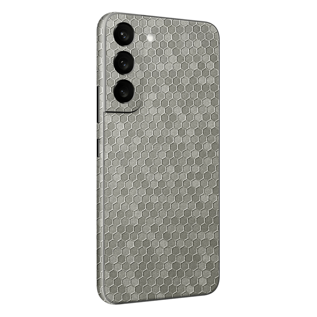 Samsung Galaxy S22+ PLUS Luxuria Silver Honeycomb 3D Textured Skin Wrap Decal Cover Protector by EasySkinz | EasySkinz.com