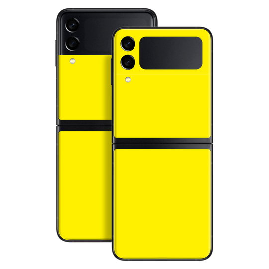 Samsung Galaxy Z Flip 3 Gloss Glossy Lemon Yellow Skin Wrap Sticker Decal Cover Protector by EasySkinz | EasySkinz.com