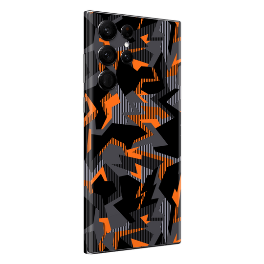 Samsung Galaxy S22 ULTRA Print Printed Custom SIGNATURE Sharp-Edged Orange Camo Camouflage Skin Wrap Sticker Decal Cover Protector by EasySkinz | EasySkinz.com
