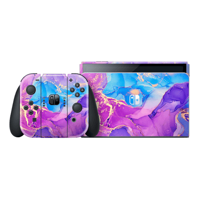 Nintendo Switch OLED SIGNATURE AGATE GEODE Blue-Violet Skin