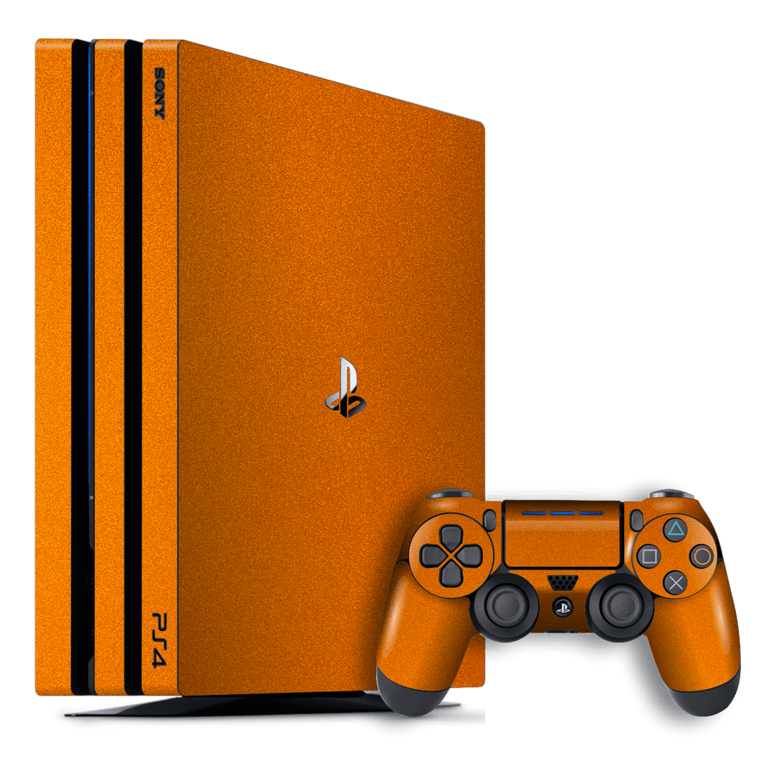 Playstation 4 PRO PS4 PRO Glossy Fiery Orange Tuning Metallic Skin Wrap Decal by EasySkinz