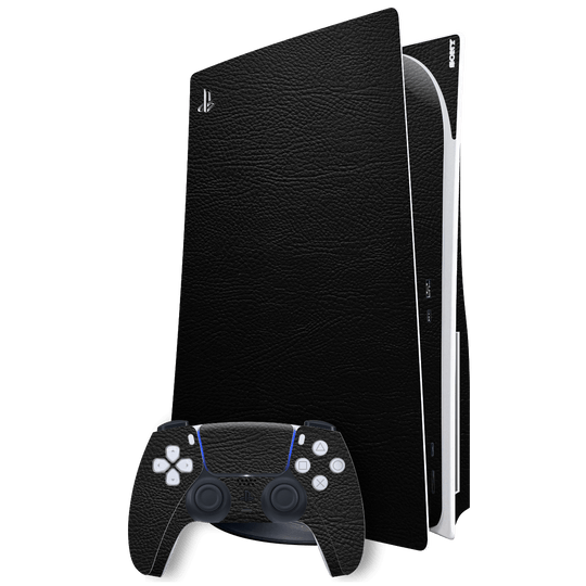 Playstation 5 (PS5) DISC Edition Luxuria Riders Black Leather Jacket 3D Textured Skin Wrap Sticker Decal Cover Protector by EasySkinz | EasySkinz.com