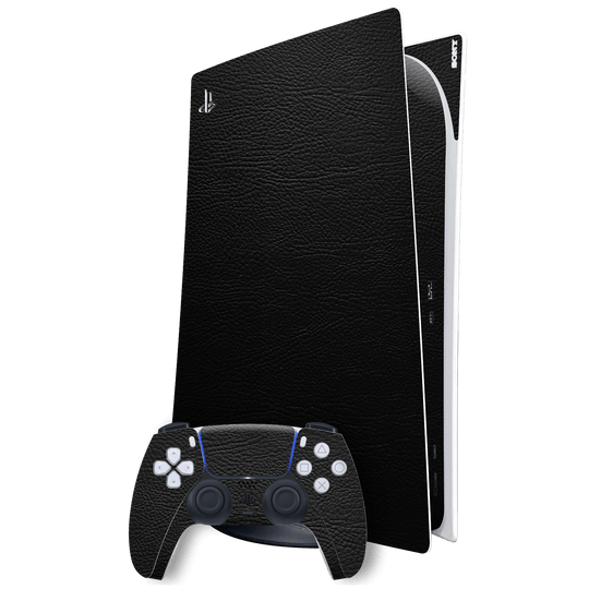 Playstation 5 (PS5) DIGITAL EDITION Luxuria Riders Black Leather Jacket 3D Textured Skin Wrap Sticker Decal Cover Protector by EasySkinz | EasySkinz.com