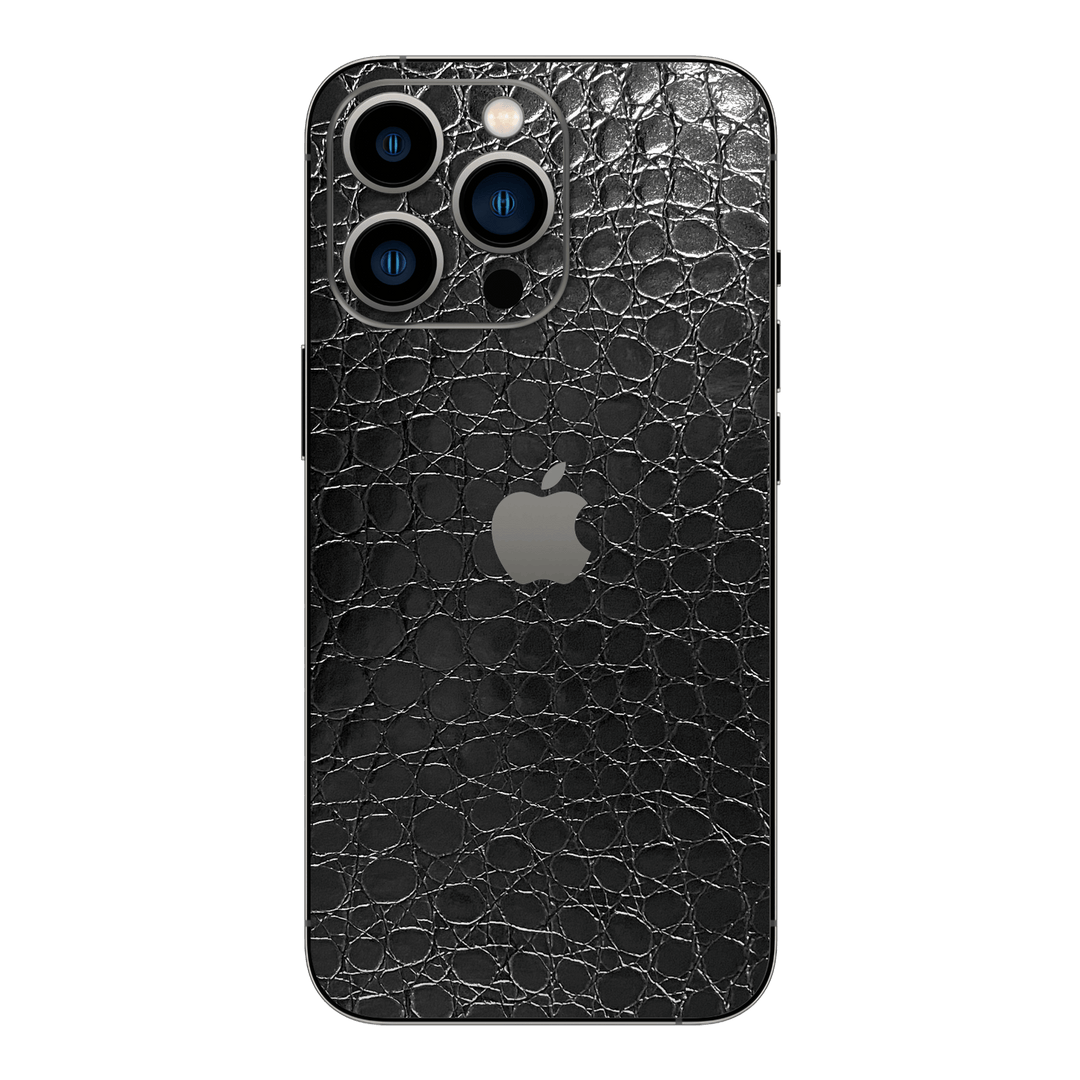 iPhone 14 PRO LUXURIA BLACK ALLIGATOR Leather Textured Skin - Premium Protective Skin Wrap Sticker Decal Cover by QSKINZ | Qskinz.com