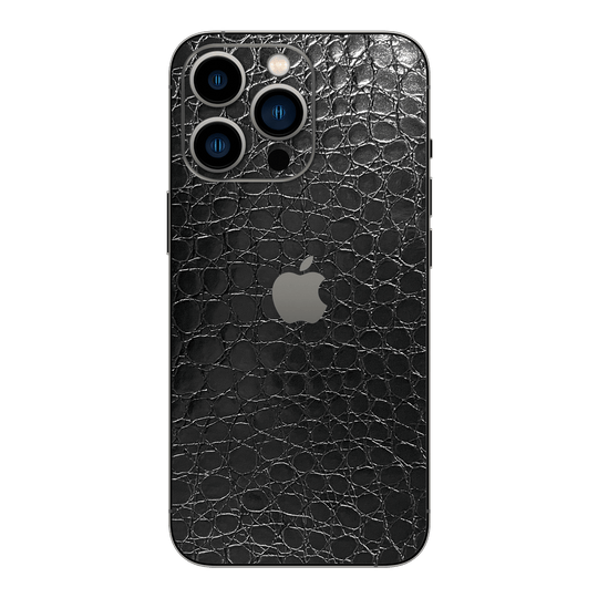 iPhone 14 Pro MAX LUXURIA BLACK ALLIGATOR Leather Textured Skin - Premium Protective Skin Wrap Sticker Decal Cover by QSKINZ | Qskinz.com