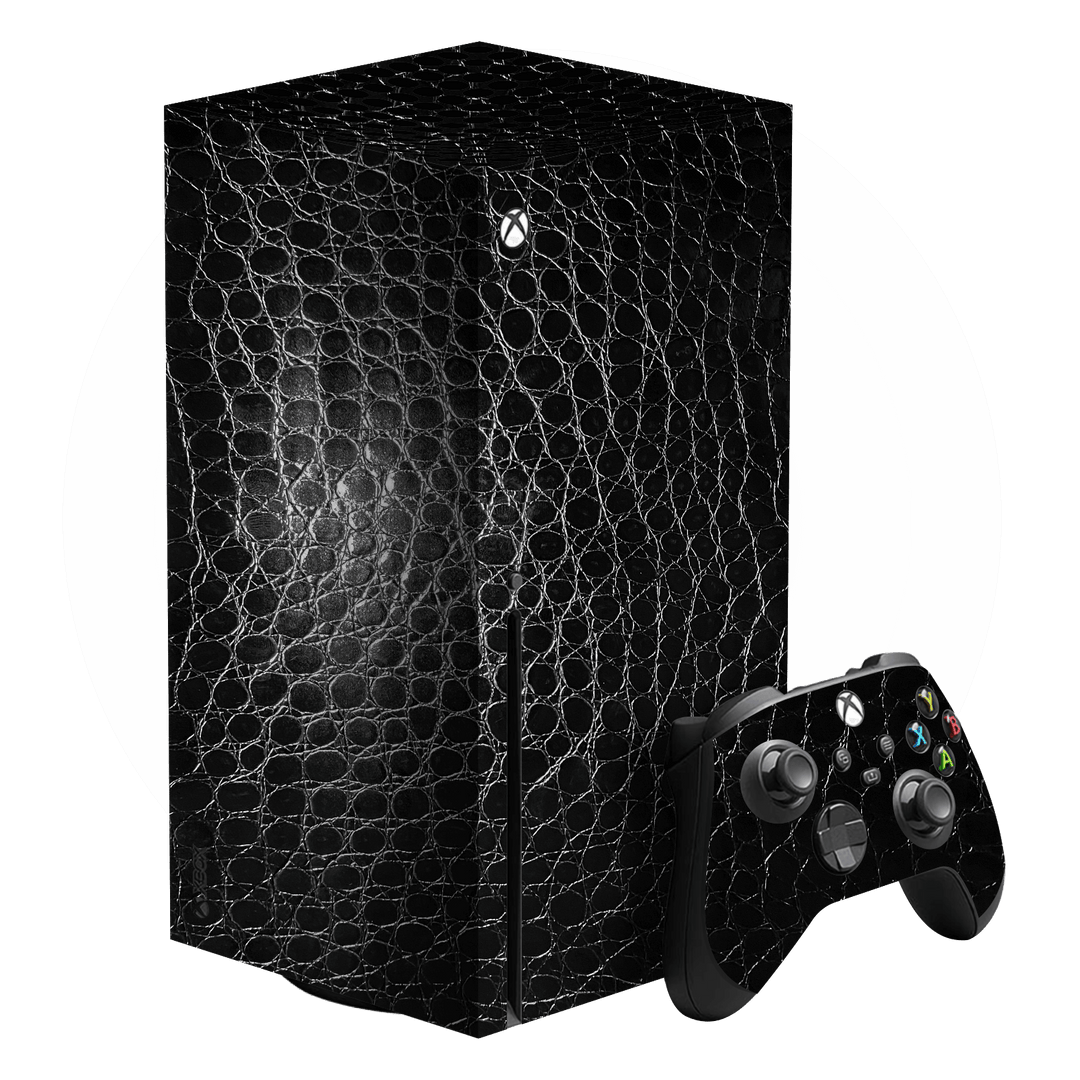 XBOX Series X Luxuria Black Leather Alligator Skin Wrap Decal Protector | EasySkinz