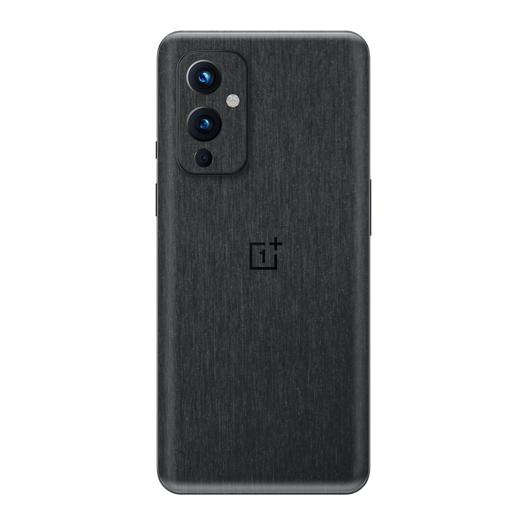 OnePlus 9 Brushed Metal Black Metallic Skin Wrap Sticker Decal Cover Protector by EasySkinz