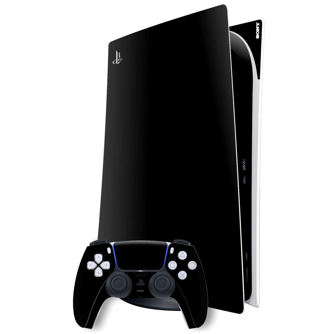 Playstation 5 (PS5) DIGITAL EDITION High Gloss Glossy Jet Black Skin Wrap Sticker Decal Cover Protector by EasySkinz | EasySkinz.com