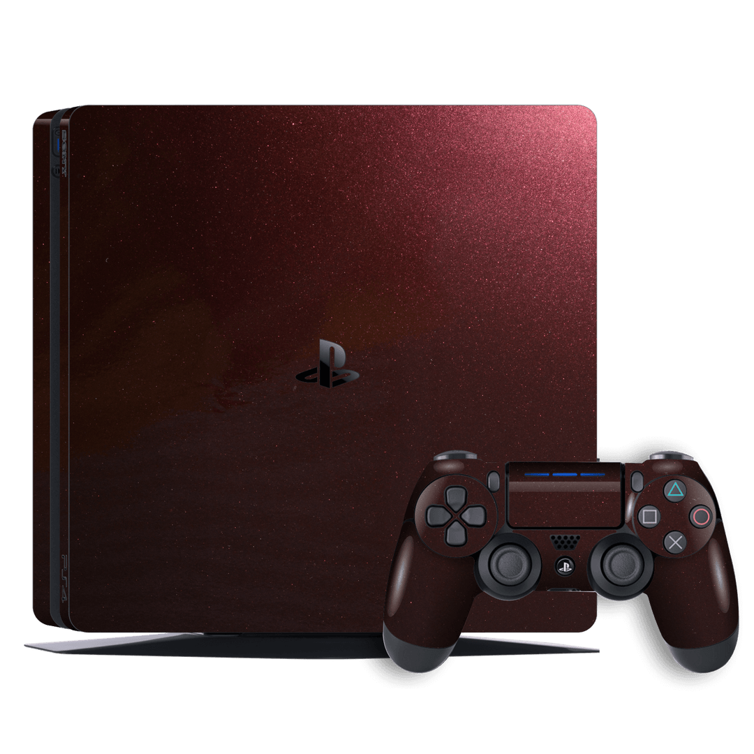 Playstation 4 SLIM PS4 Slim Glossy Black Rose Metallic Skin Wrap Decal by EasySkinz