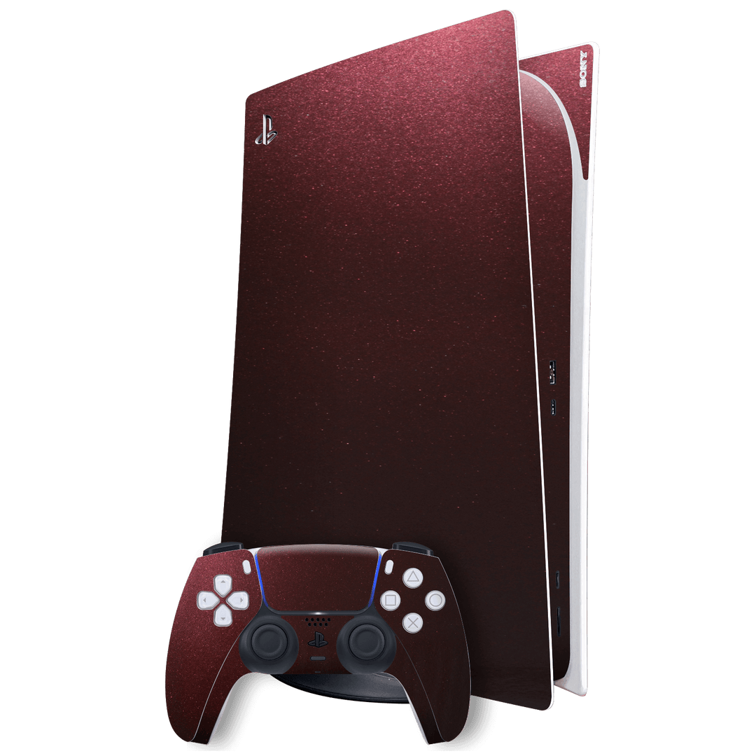 Playstation 5 (PS5) DIGITAL EDITION Black Rose Metallic Gloss Finish Skin Wrap Sticker Decal Cover Protector by EasySkinz | EasySkinz.com