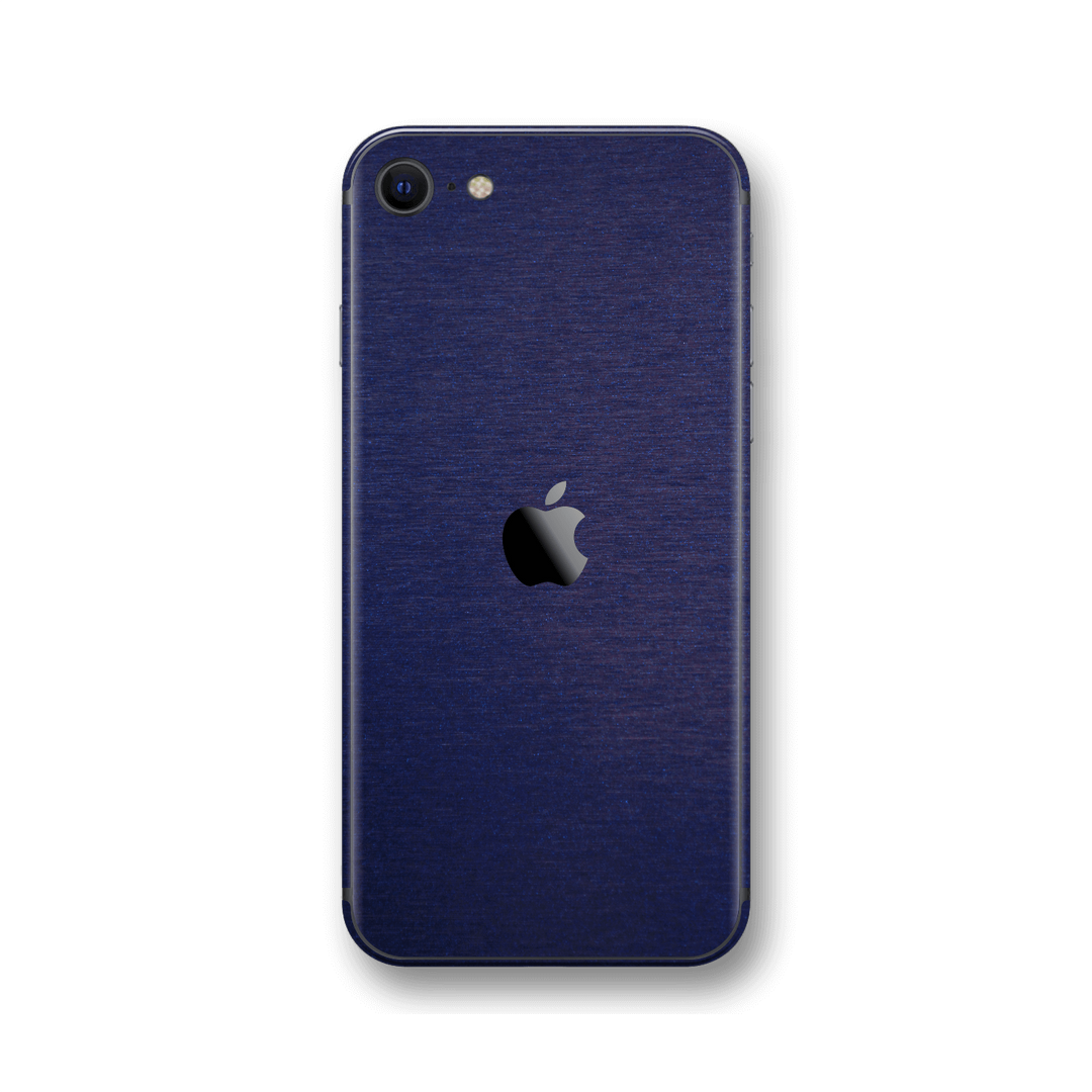 iPhone SE (2020) Brushed Blue Metallic Metal Skin Wrap Sticker Decal Cover Protector by EasySkinz