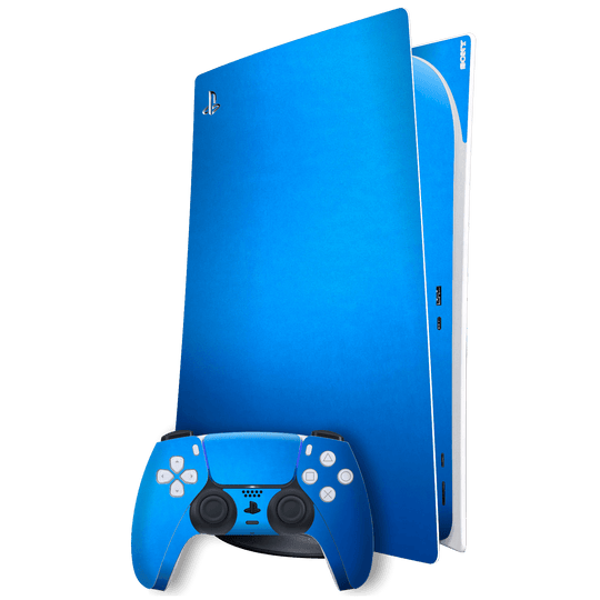 Playstation 5 (PS5) DIGITAL EDITION Satin Blue Metallic Matt Matte Skin Wrap Sticker Decal Cover Protector by EasySkinz | EasySkinz.com