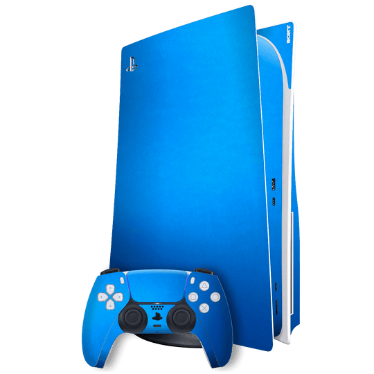 Playstation 5 (PS5) DISC Edition Satin Blue Metallic Matt Matte Skin Wrap Sticker Decal Cover Protector by EasySkinz | EasySkinz.com