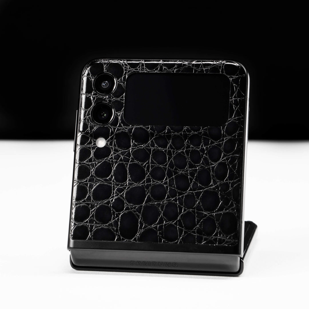 Samsung Galaxy Z Flip 3 LUXURIA BLACK ALLIGATOR Leather Skin