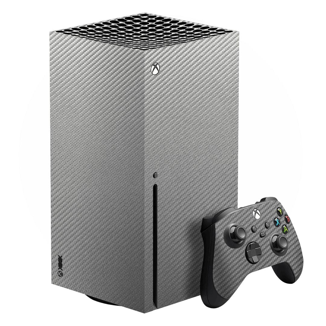 XBOX Series X Metallic Grey 3D Textured CARBON Fibre Fiber Skin, Wrap, Decal, Protector, Cover by EasySkinz | EasySkinz.com