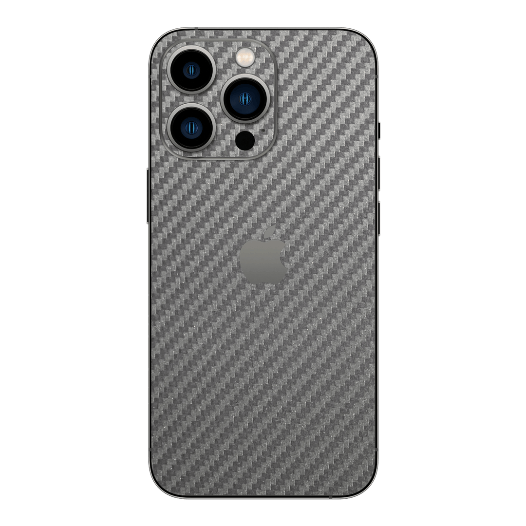 iPhone 14 PRO 3D Textured CARBON Fibre Skin - Metallic Grey - Premium Protective Skin Wrap Sticker Decal Cover by QSKINZ | Qskinz.com