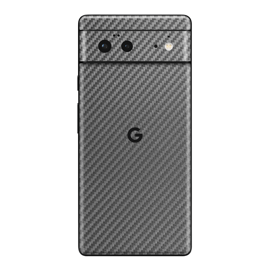 Google Pixel 6 Metallic Grey 3D Textured Carbon Fibre Fiber Skin Wrap Sticker Decal Cover Protector by EasySkinz | EasySkinz.com