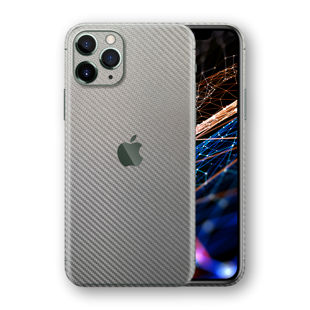 iPhone 11 Pro MAX Metallic Grey 3D Textured CARBON Fibre Fiber Skin, Wrap, Decal, Protector, Cover by EasySkinz | EasySkinz.com  Edit alt text