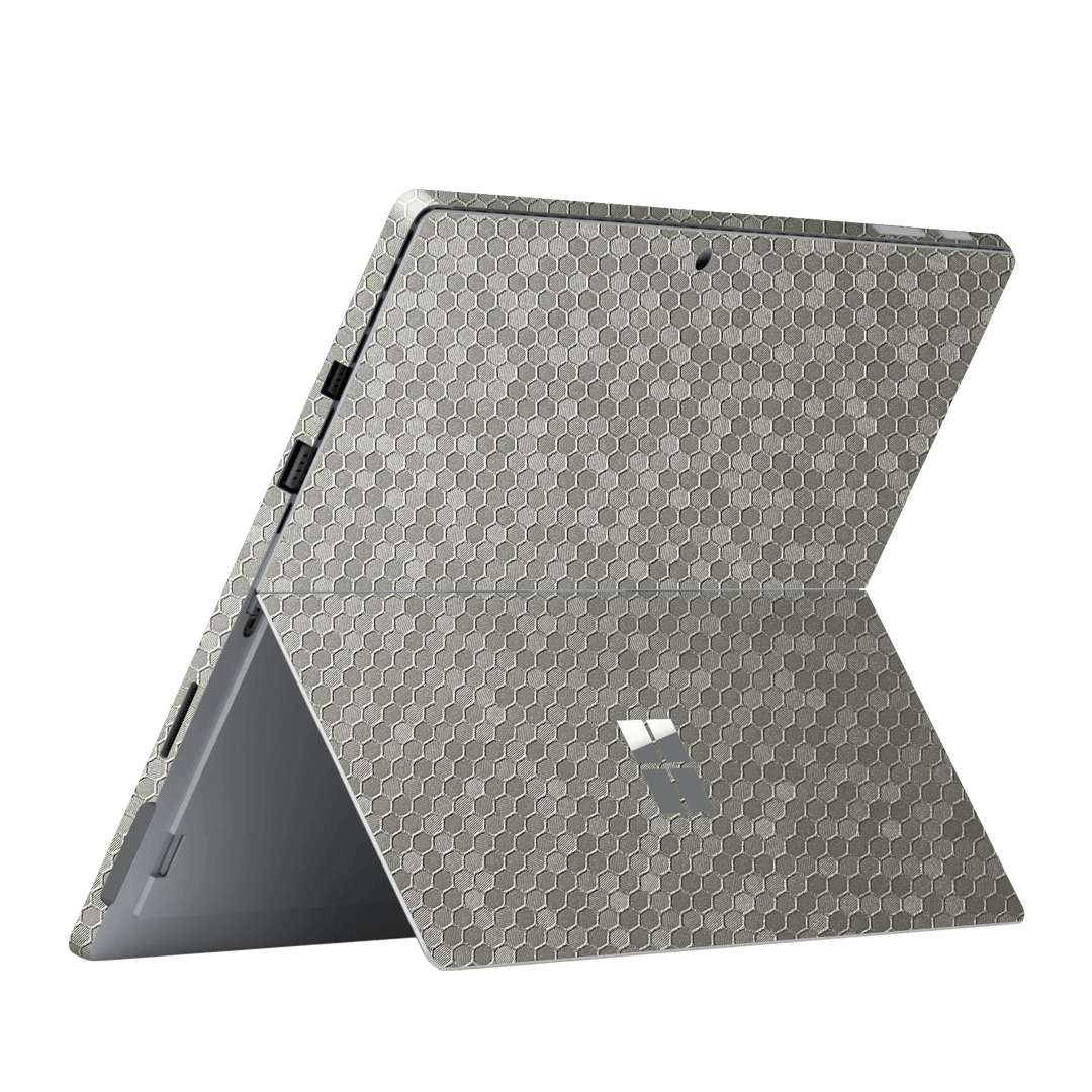 Microsoft Surface Pro 6 Luxuria Silver Honeycomb 3D Textured Skin Wrap Sticker Decal Cover Protector by EasySkinz