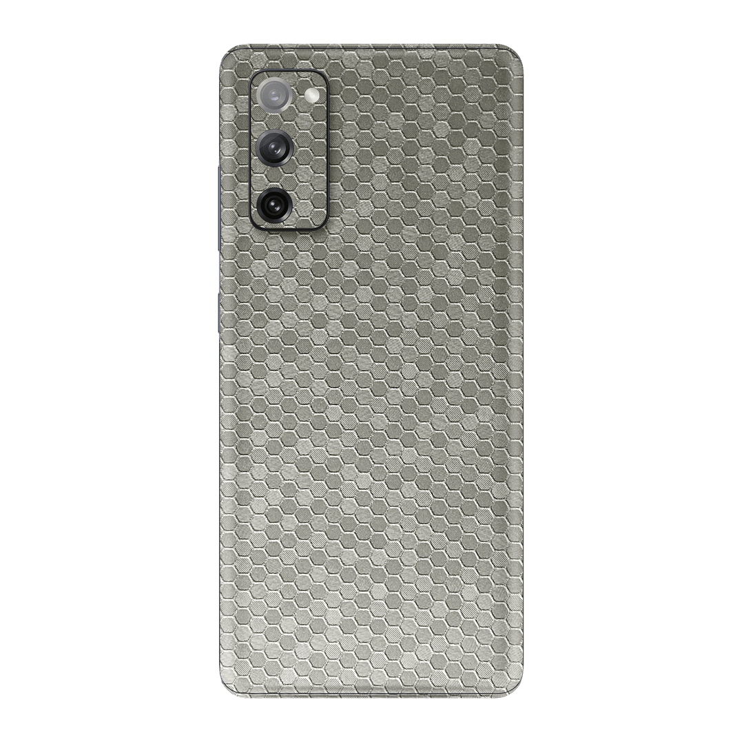 Samung Galaxy S20 FE Luxuria SILVER Honeycomb 3D Textured Skin Wrap Sticker Decal Cover Protector by EasySkinz