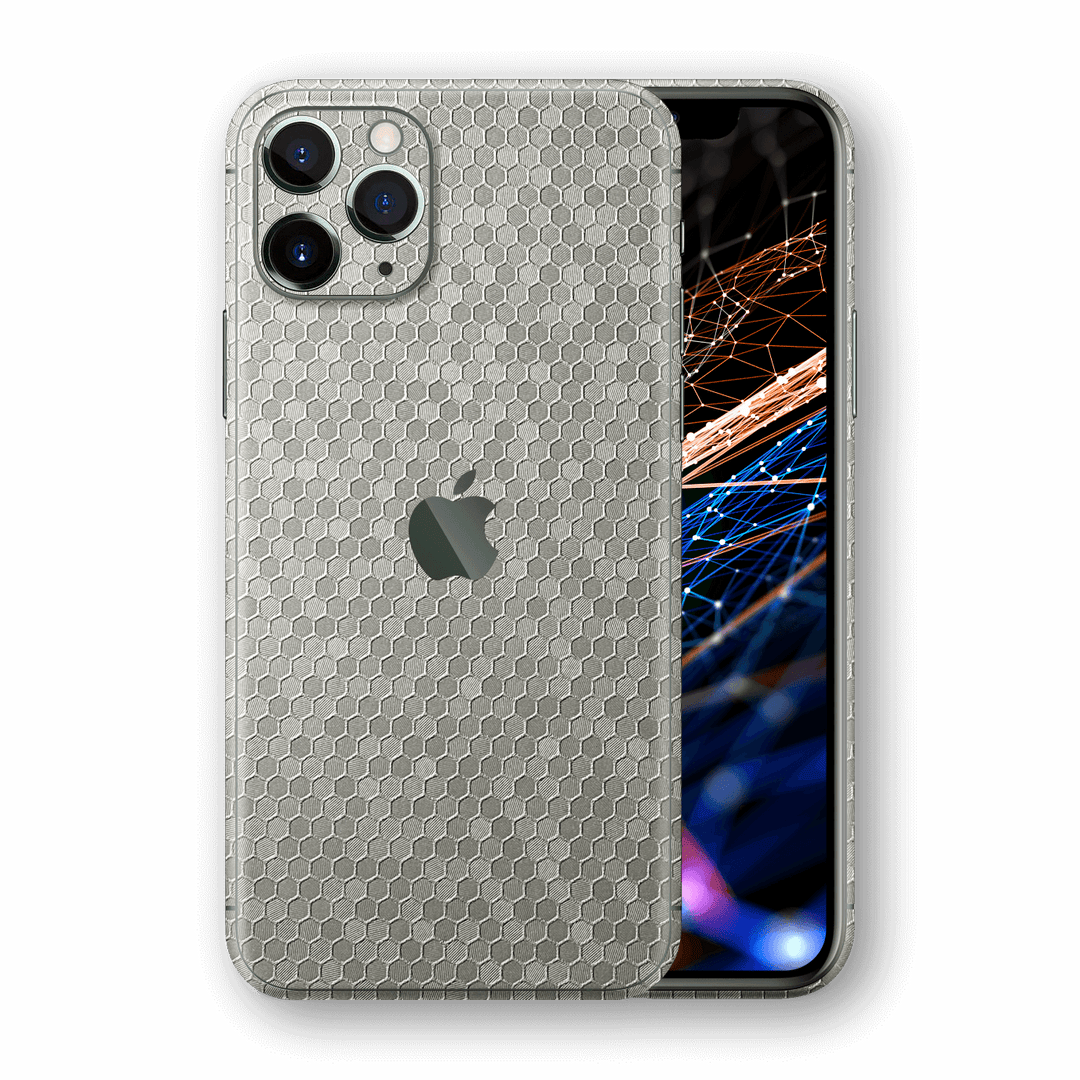 iPhone 11 PRO SILVER Honeycomb 3D Textured Skin Wrap Sticker Decal Cover Protector by EasySkinz