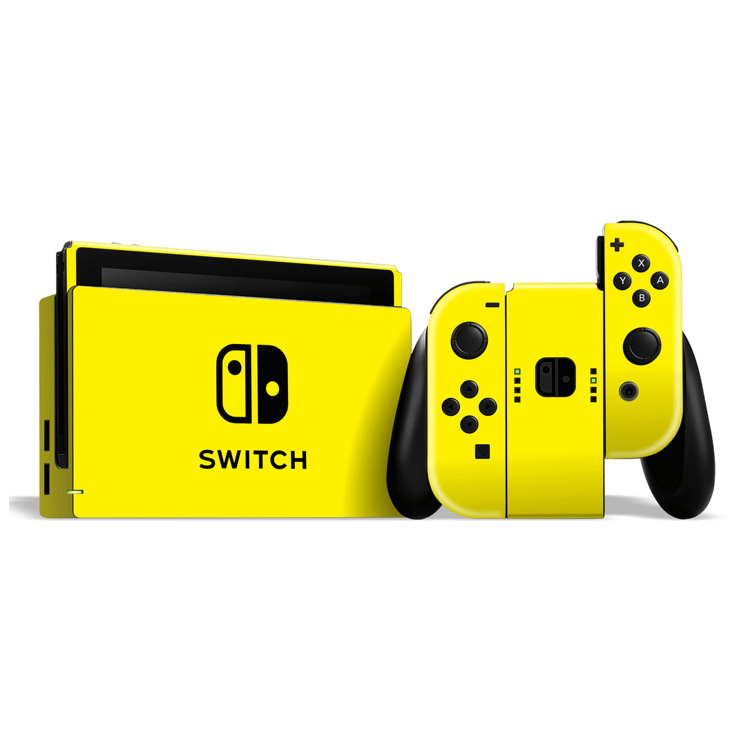 Nintendo SWITCH Glossy Lemon Yellow Skin Wrap Sticker Decal Cover Protector by EasySkinz