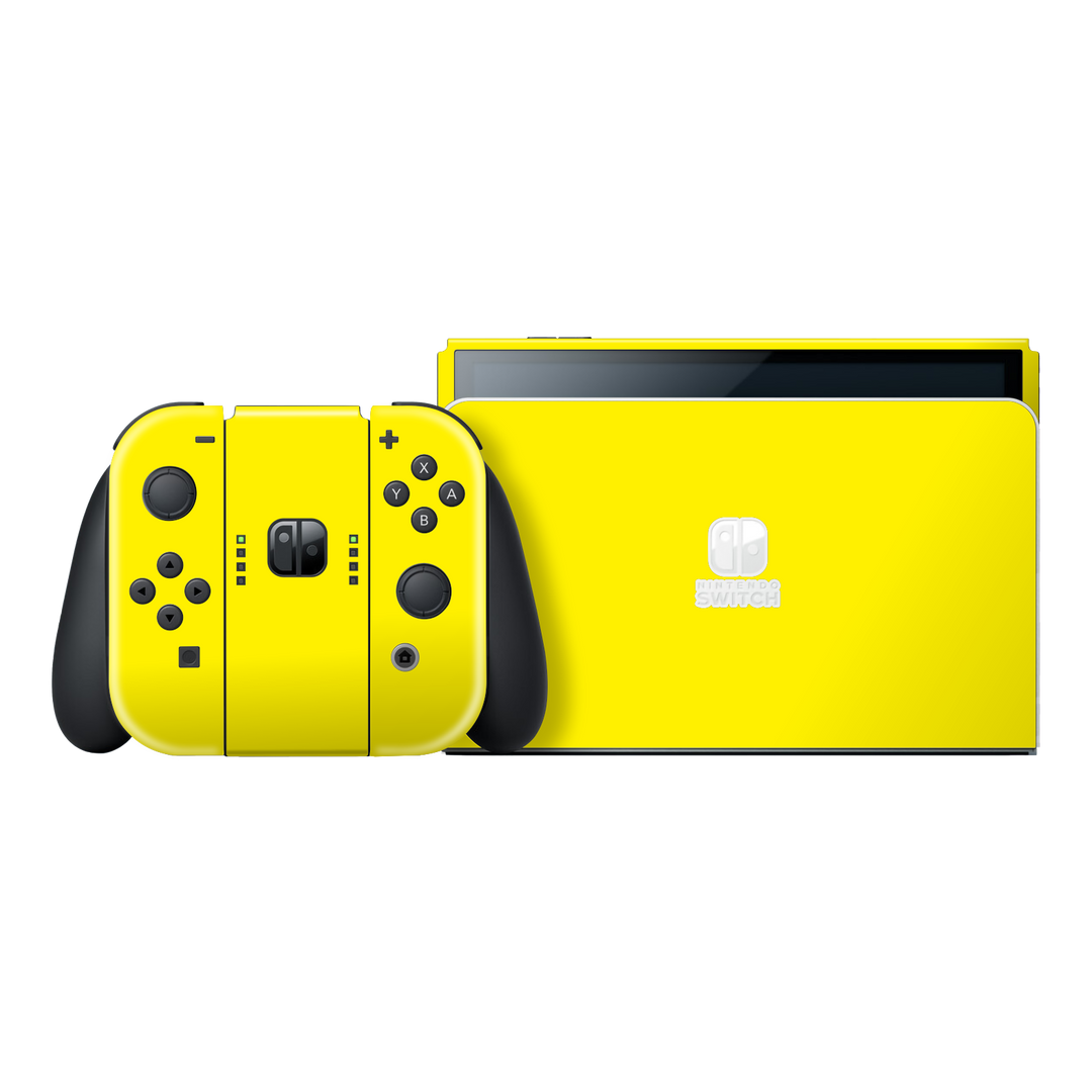 Nintendo Switch OLED Gloss Lemon Yellow Skin Wrap Sticker Decal Cover Protector by EasySkinz | EasySkinz.com