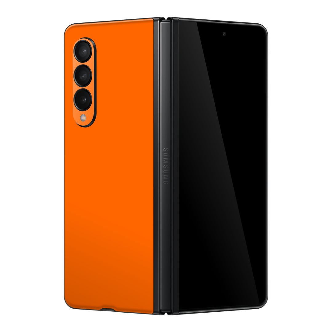 Samsung Galaxy Z Fold 3 Gloss Glossy Orange Skin Wrap Sticker Decal Cover Protector by EasySkinz