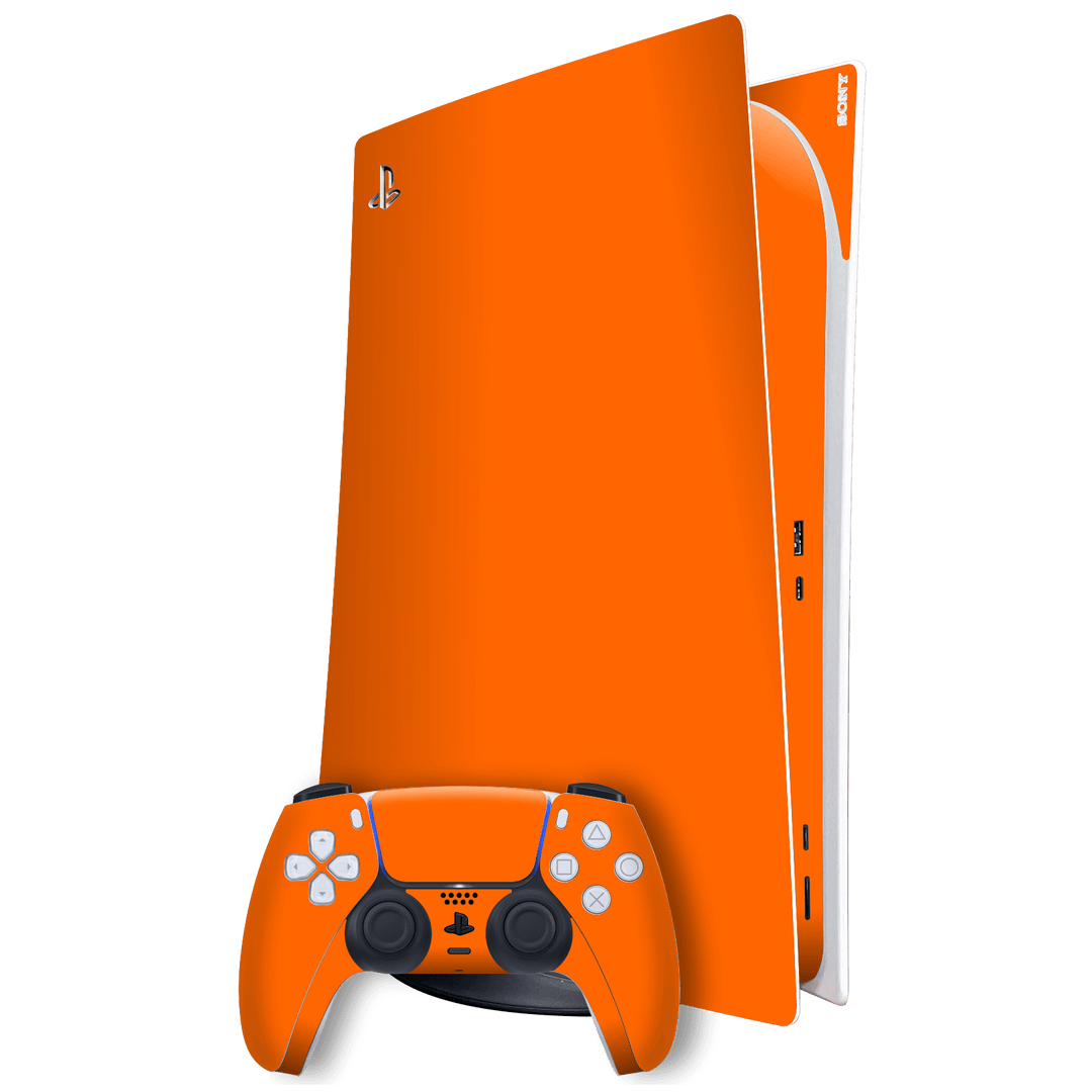 Playstation 5 (PS5) DIGITAL EDITION Gloss Glossy Orange Skin Wrap Sticker Decal Cover Protector by EasySkinz | EasySkinz.com