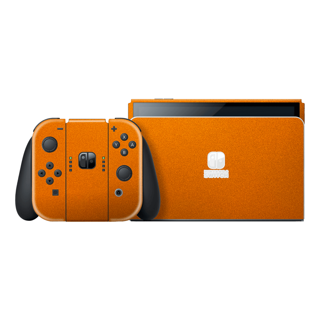 Nintendo Switch OLED Fiery Orange Tuning Metallic Gloss Finish Skin Wrap Sticker Decal Cover Protector by EasySkinz | EasySkinz.com