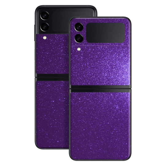 Samsung Galaxy Z Flip 3 Diamond Purple Shimmering Sparkling Glitter Skin Wrap Sticker Decal Cover Protector by EasySkinz | EasySkinz.com