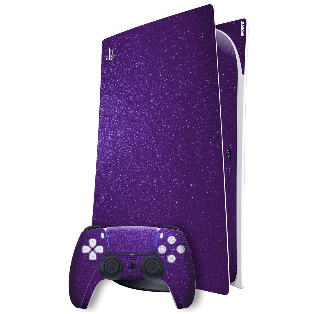 Playstation 5 (PS5) DIGITAL EDITION Diamond Purple Shimmering Sparkling Glitter Skin Wrap Sticker Decal Cover Protector by EasySkinz | EasySkinz.com