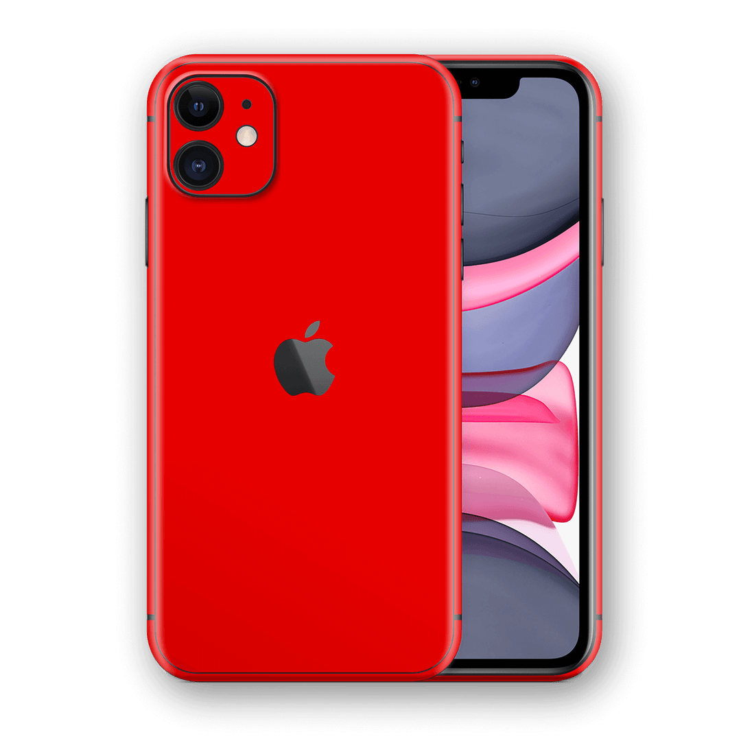 iPhone 11 Glossy Bright Red Skin, Wrap, Decal, Protector, Cover by EasySkinz | EasySkinz.com