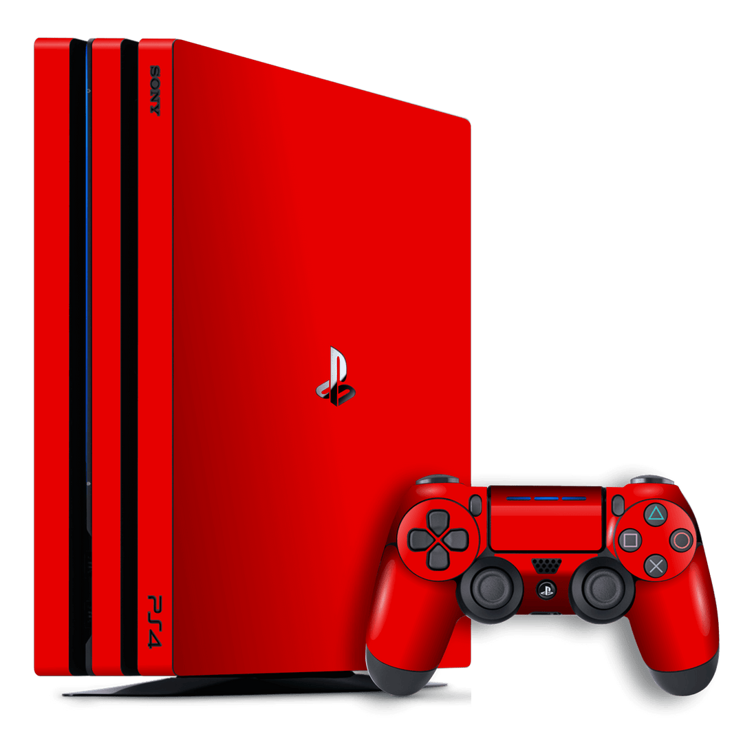 Playstation 4 PRO PS4 PRO Glossy Bright Red Skin Wrap Decal by EasySkinz