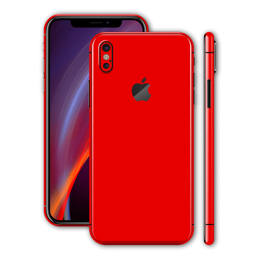 iPhone X Glossy Bright Red Skin, Wrap, Decal, Protector, Cover by EasySkinz | EasySkinz.com