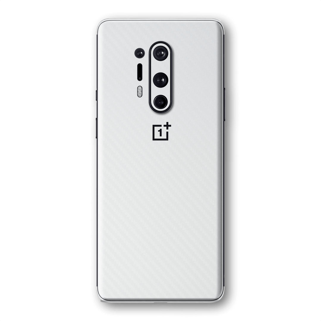 OnePlus 8 PRO 3D Textured White Carbon Fibre Fiber Skin Wrap Sticker Decal Cover Protector by EasySkinz