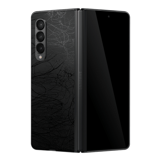 Samsung Galaxy Z Fold 3 Luxuria Black Web Net Mesh Cocoon 3D Textured Skin Wrap Sticker Decal Cover Protector by EasySkinz