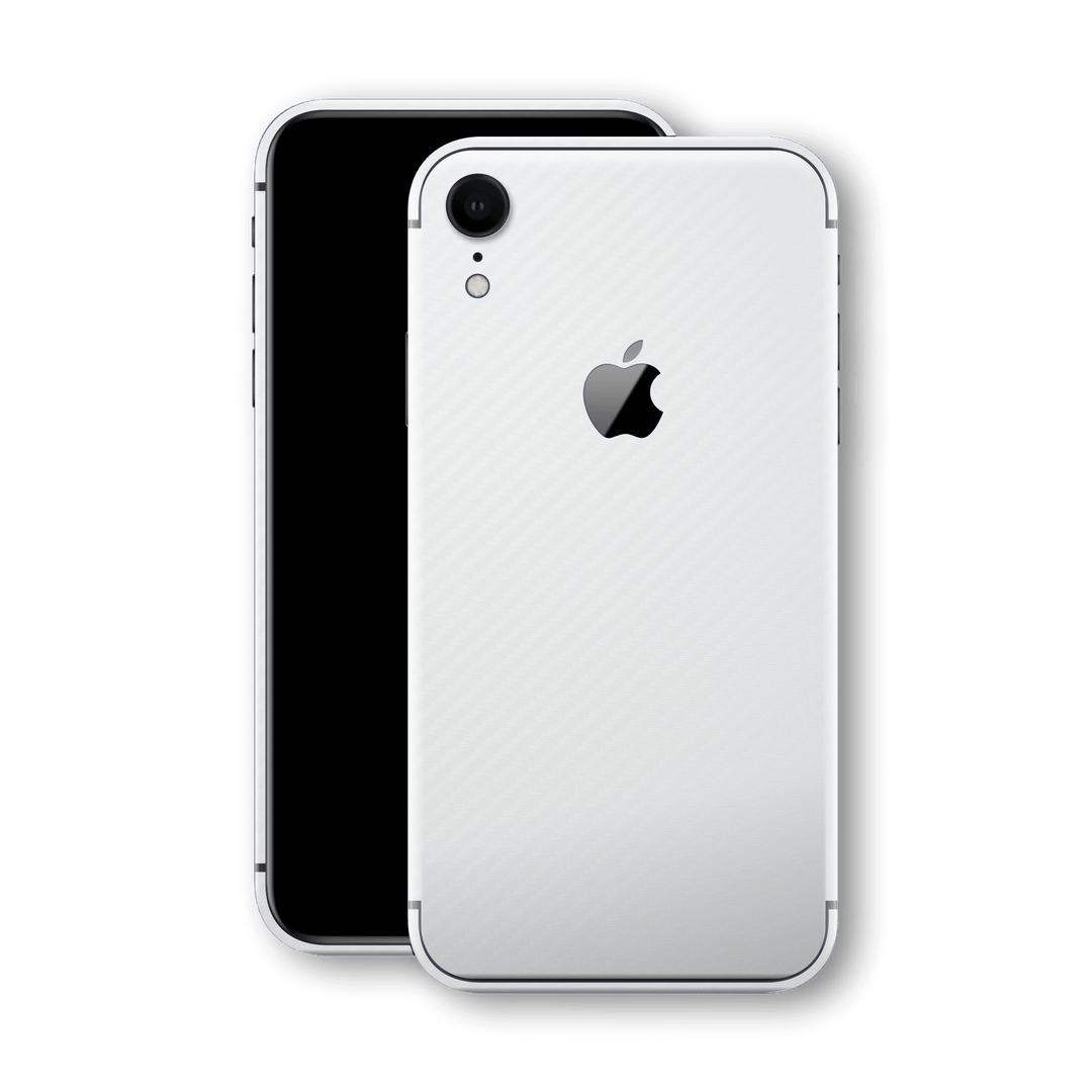 iPhone XR White 3D Textured CARBON Fibre Fiber Skin, Wrap, Decal, Protector, Cover by EasySkinz | EasySkinz.com